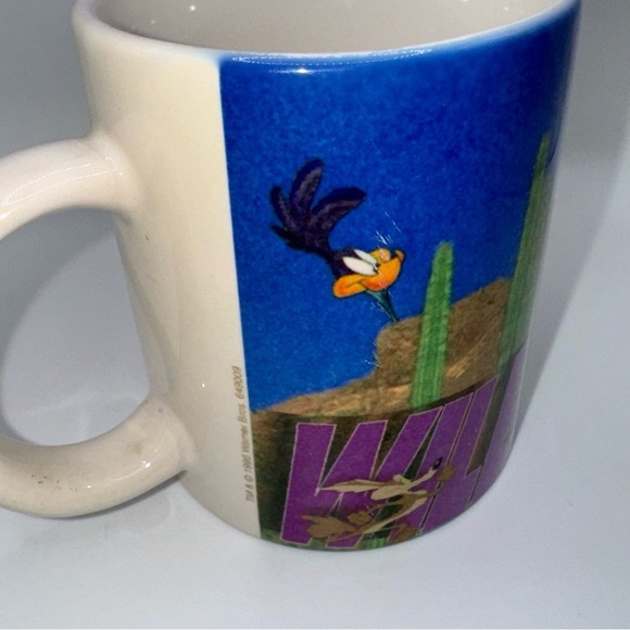 1996 Vintage Cartoon Mug Loony Tunes Wilee Coyote 10oz Speed Runner - Picture 13 of 15